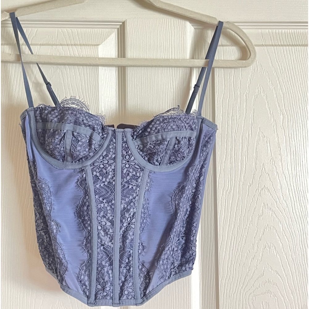 urban outfitters lacy blue corset!